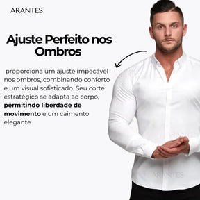 Camisa Elastech Social Anti Amassados + Brinde Relogio Social