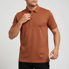 [Leve 5, Pague Só 3] Camisa Polo Mazano Masculina em Poliéster e Spandex com Textura Geométrica e Botões Metálicos + BRINDES